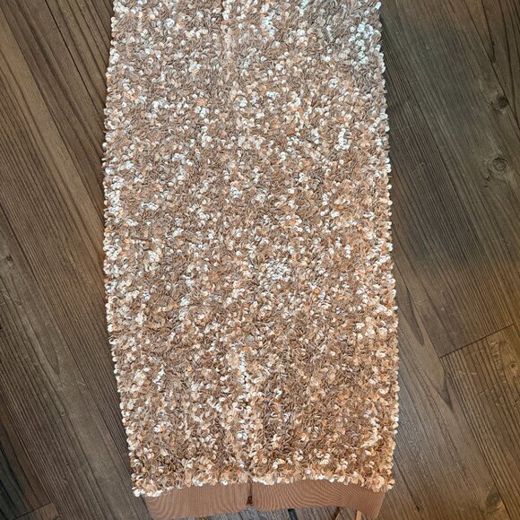 JLUXLABEL Taupe Nude Cream Sequin Midi Skirt - Small - Picture 14 of 14